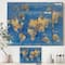 Designart - Golden Glam World Map - Traditional Canvas Artwork
